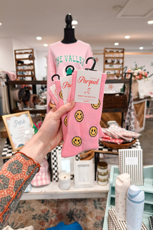 Pink Smiley Face Socks