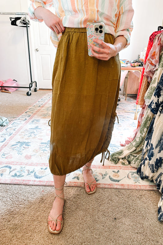 Olive Gauze Skirt