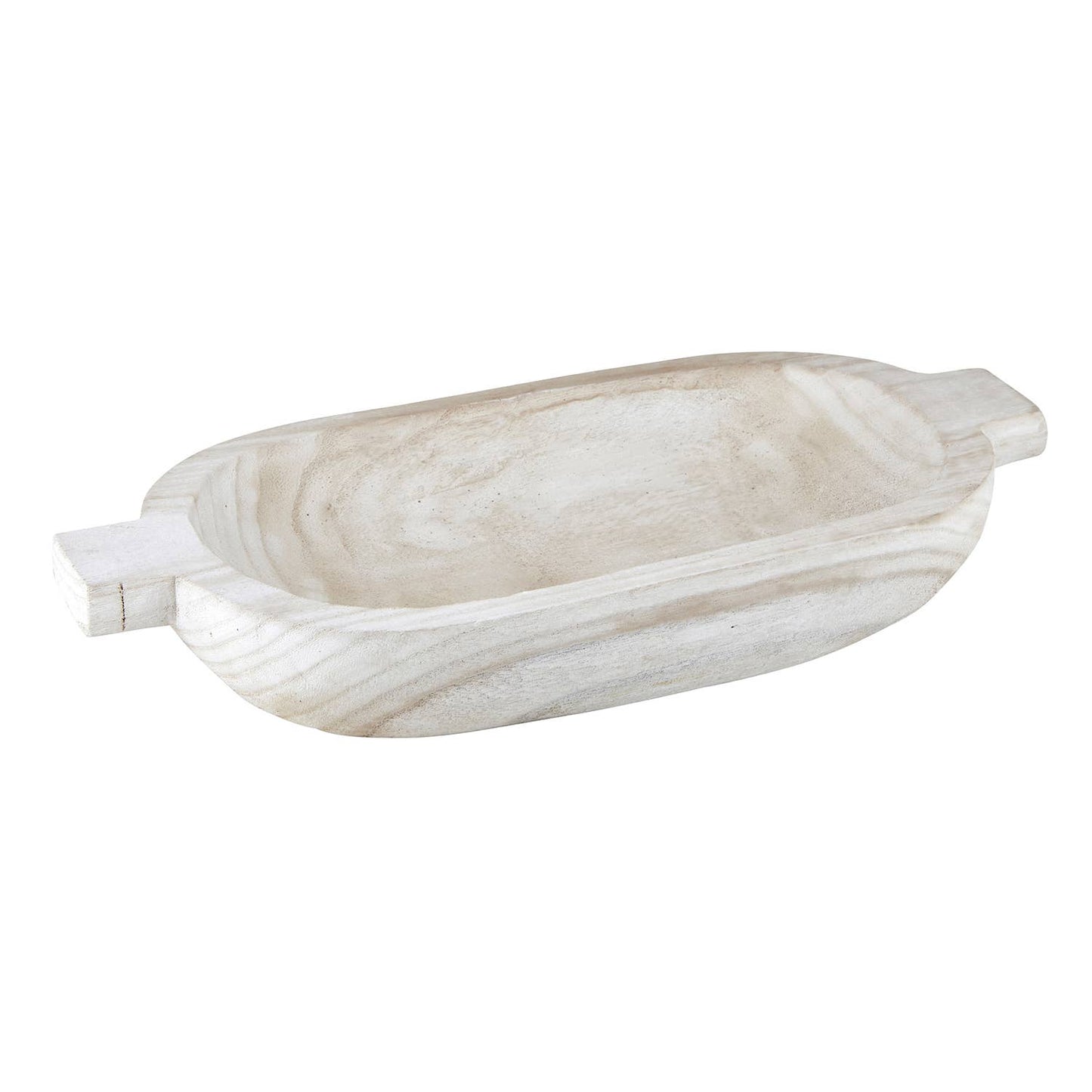 Large Paulownia Double Handle Bowl - White