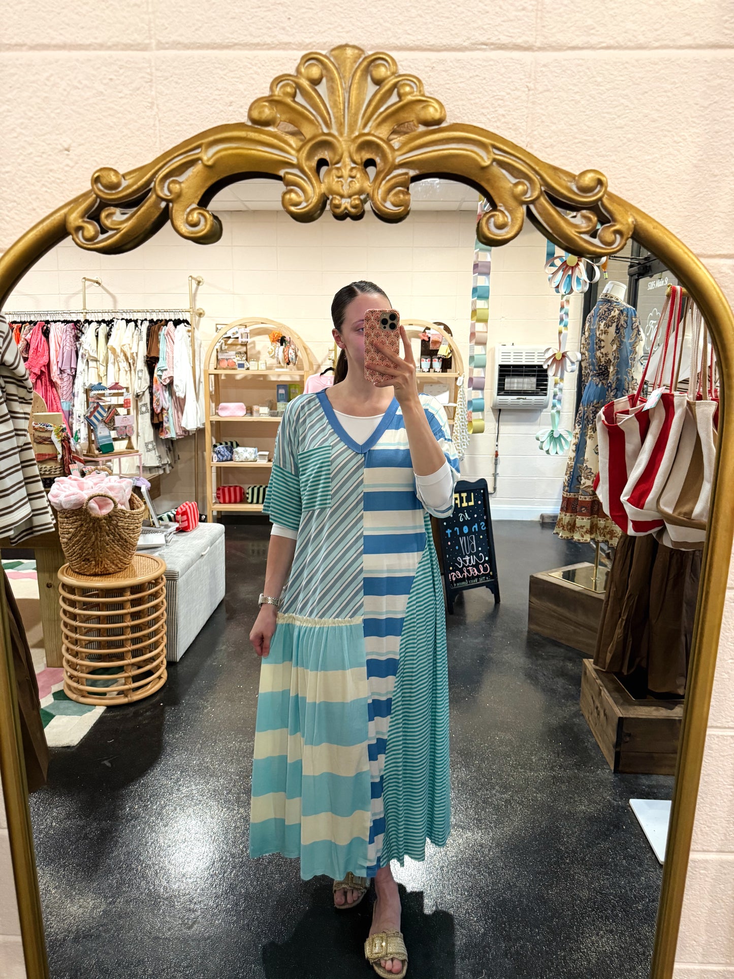 Blue Mix Stripe Dress