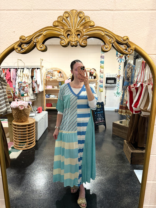Blue Mix Stripe Dress