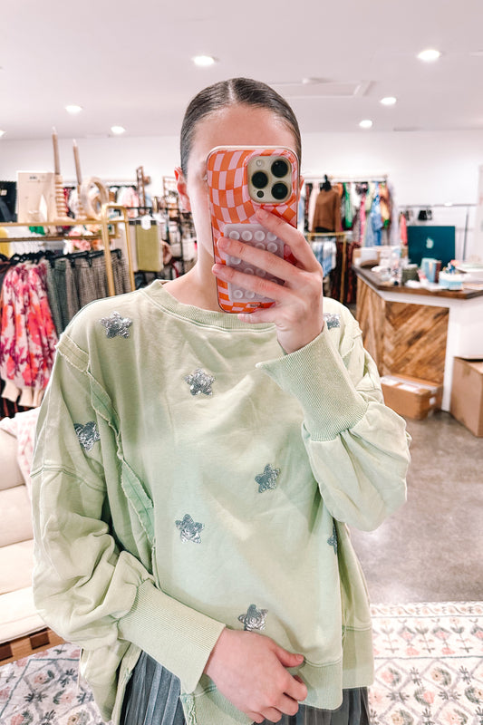 Starstruck Sweatshirt Sage - MEDIUM