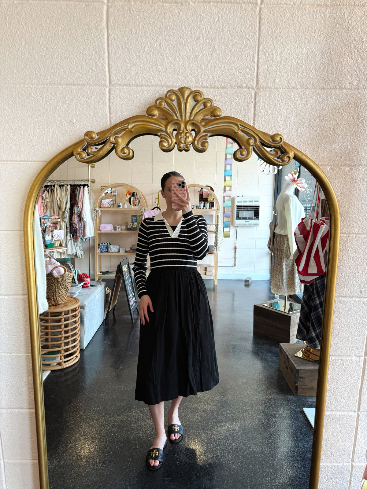 Polo Sweater Stripe Dress