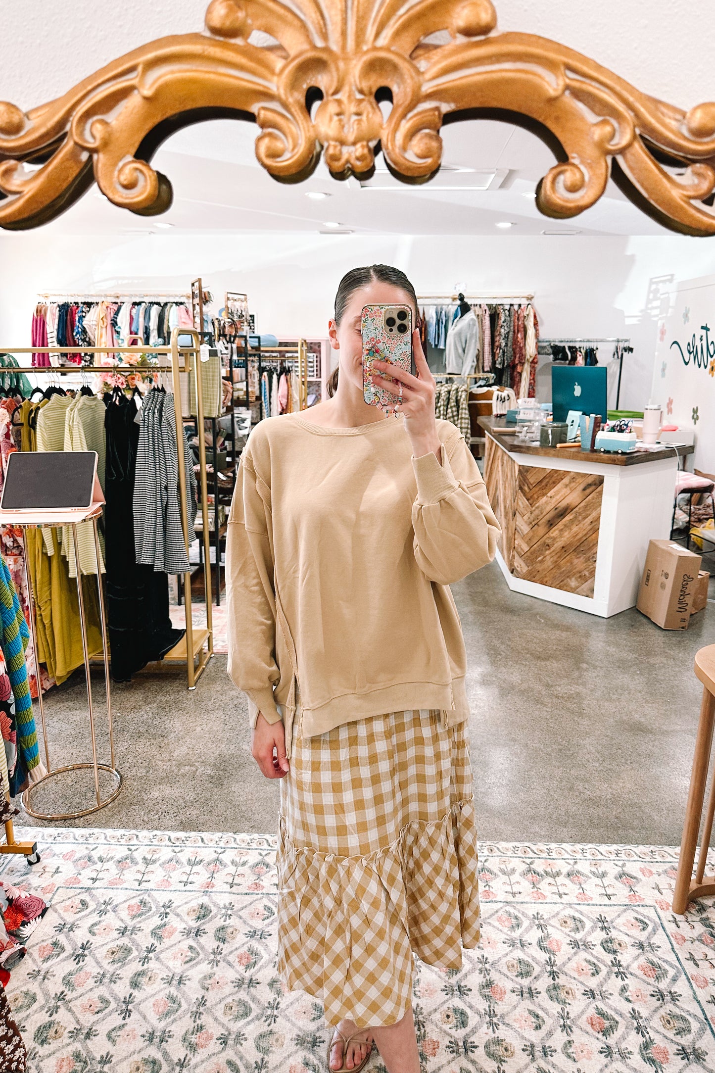 Almond Washed Oversized Pullover