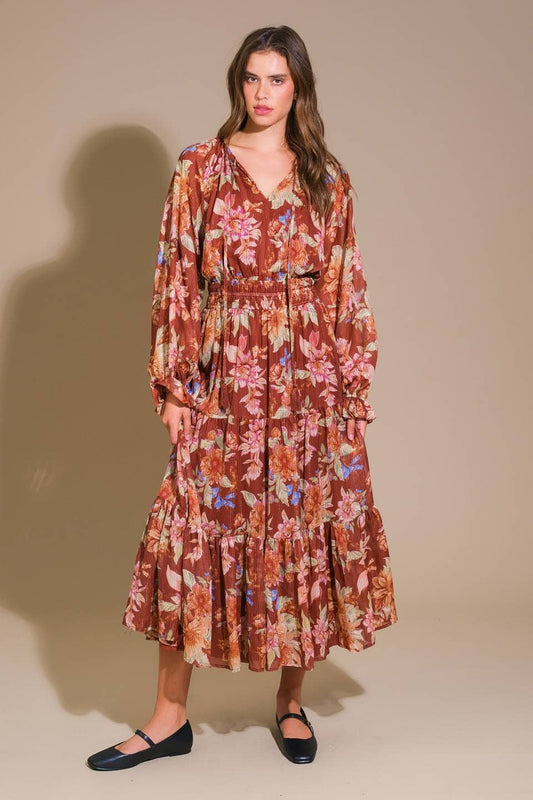 Rust Floral Dress