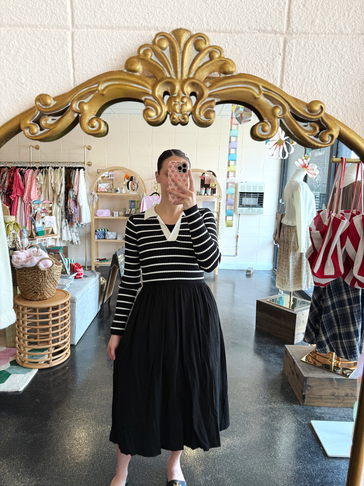 Polo Sweater Stripe Dress