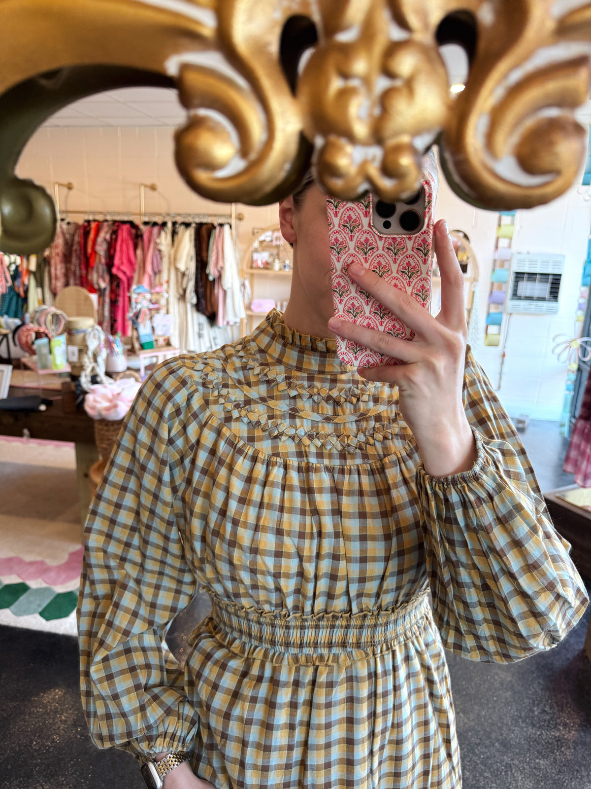 Plaid Detail Dress
