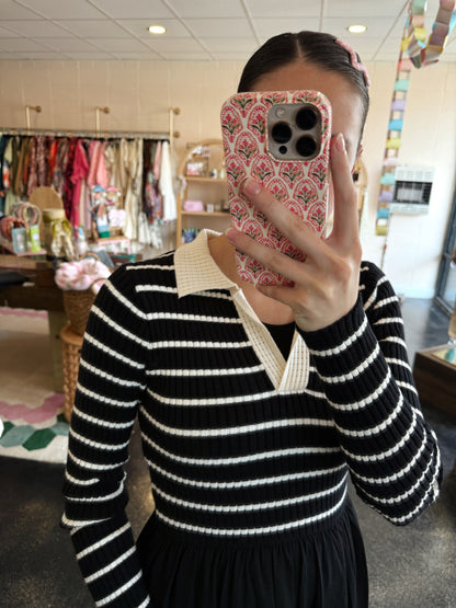 Polo Sweater Stripe Dress