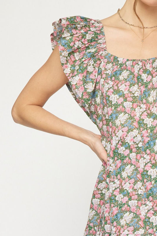 Camel Floral Dress