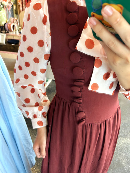 Burgundy Button Detail Dress