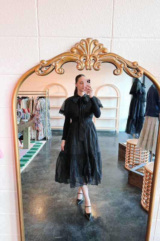 Black Bow Cape Dress