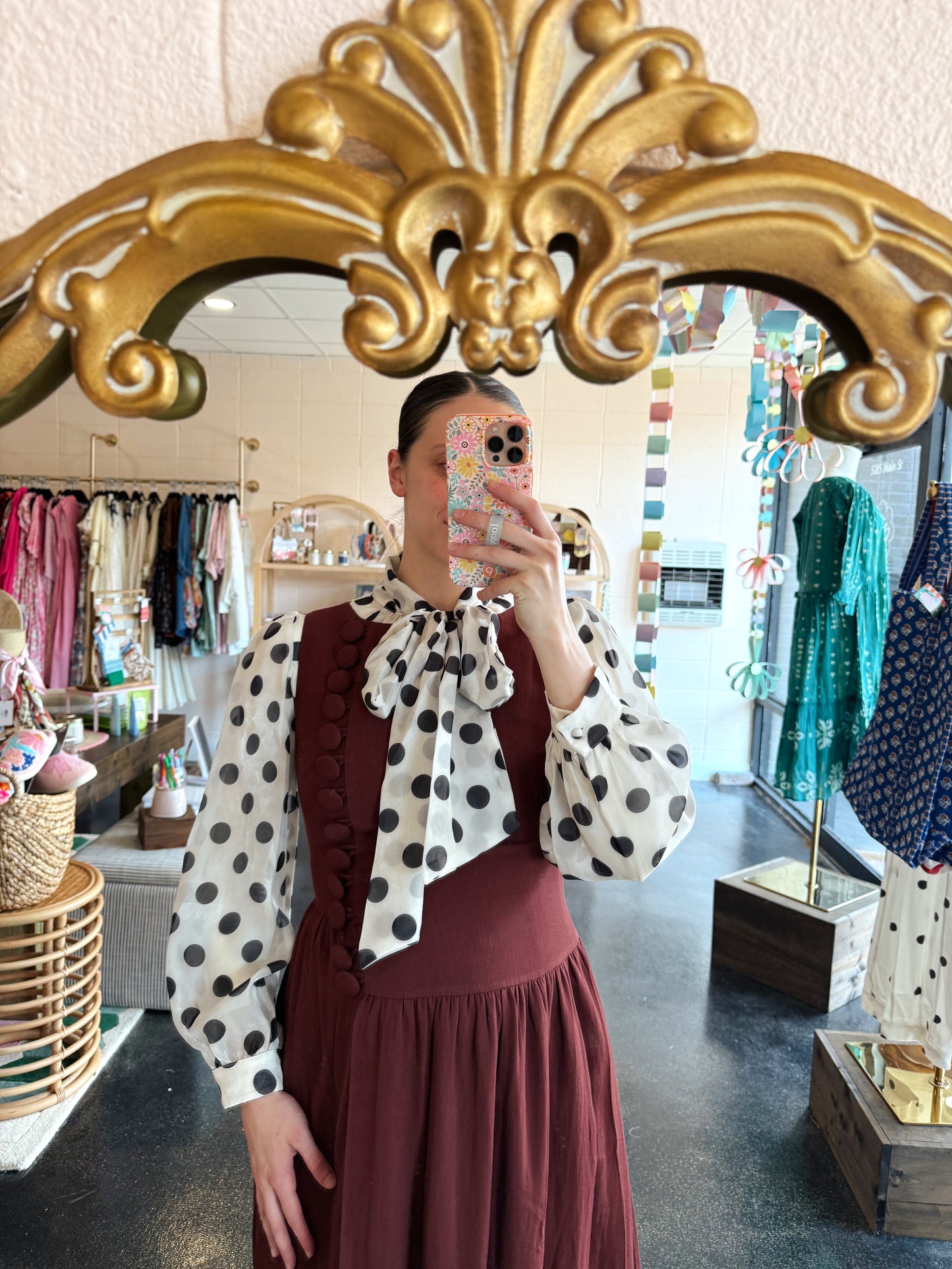 Burgundy Button Detail Dress