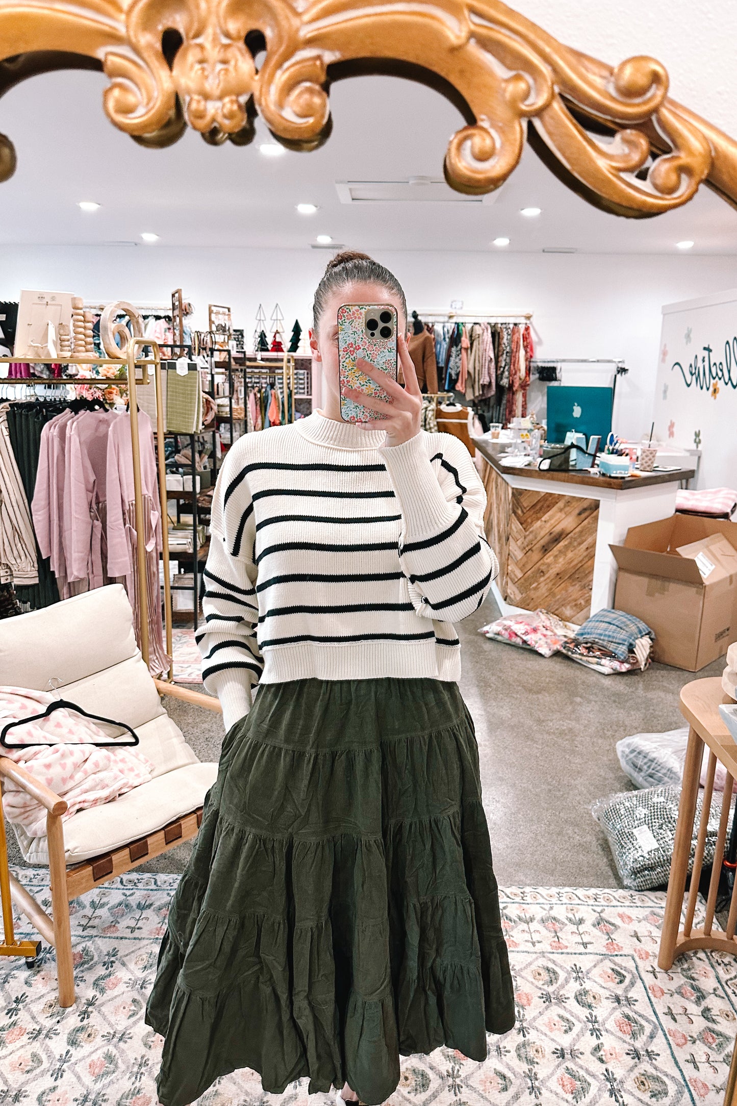 Olive Corduroy Skirt