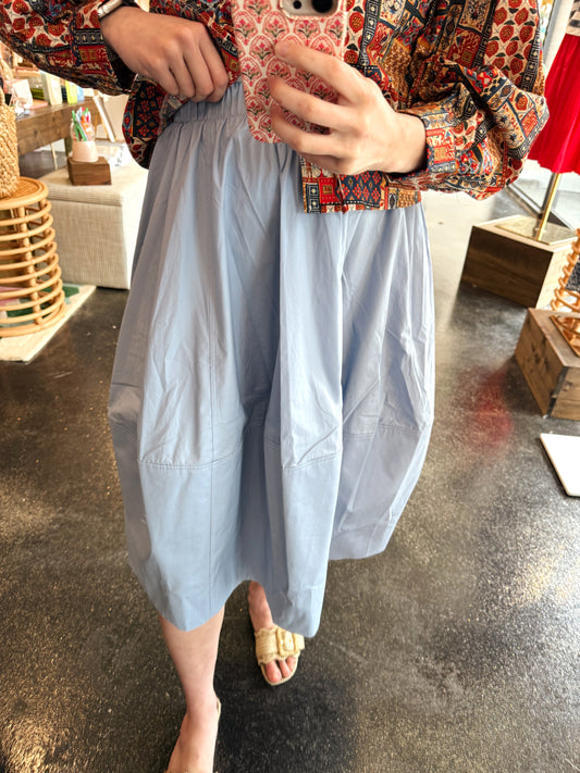 Pleated Poplin Skirt