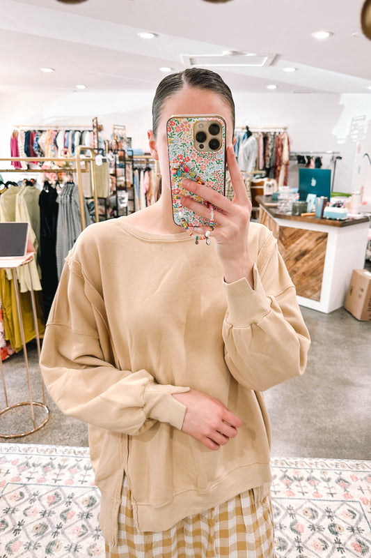 Almond Washed Oversized Pullover