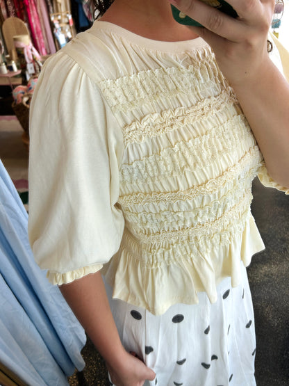 Smocked Detail Knit Top