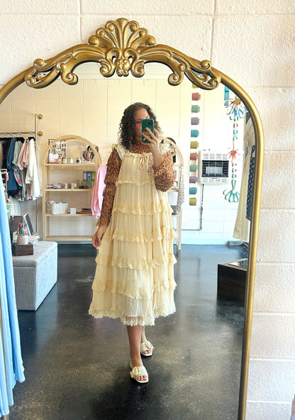 Ruffled Lace Tiered Dress