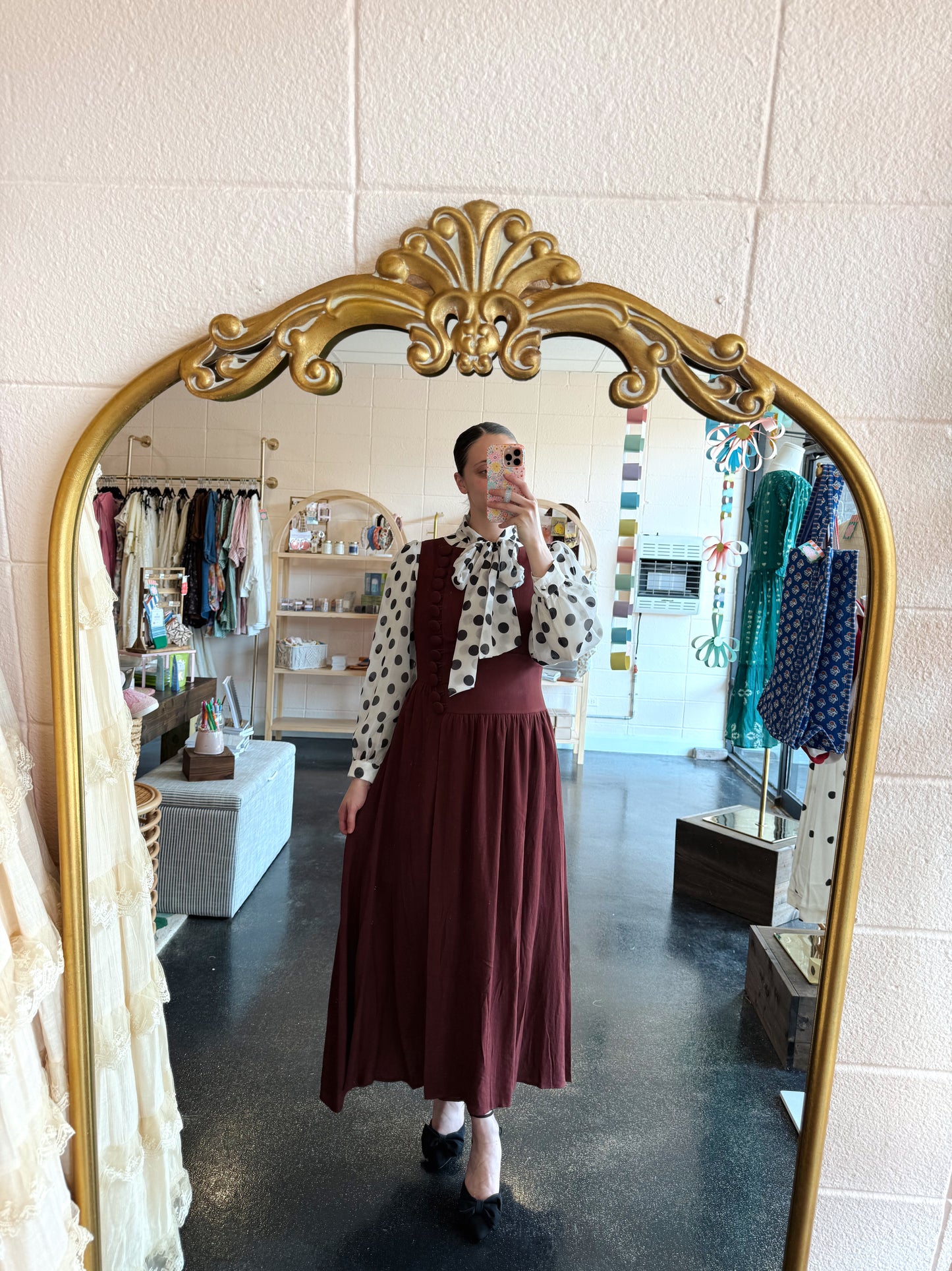 Burgundy Button Detail Dress