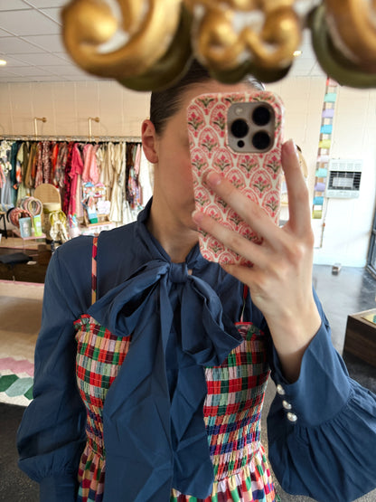 Navy Bow Blouse
