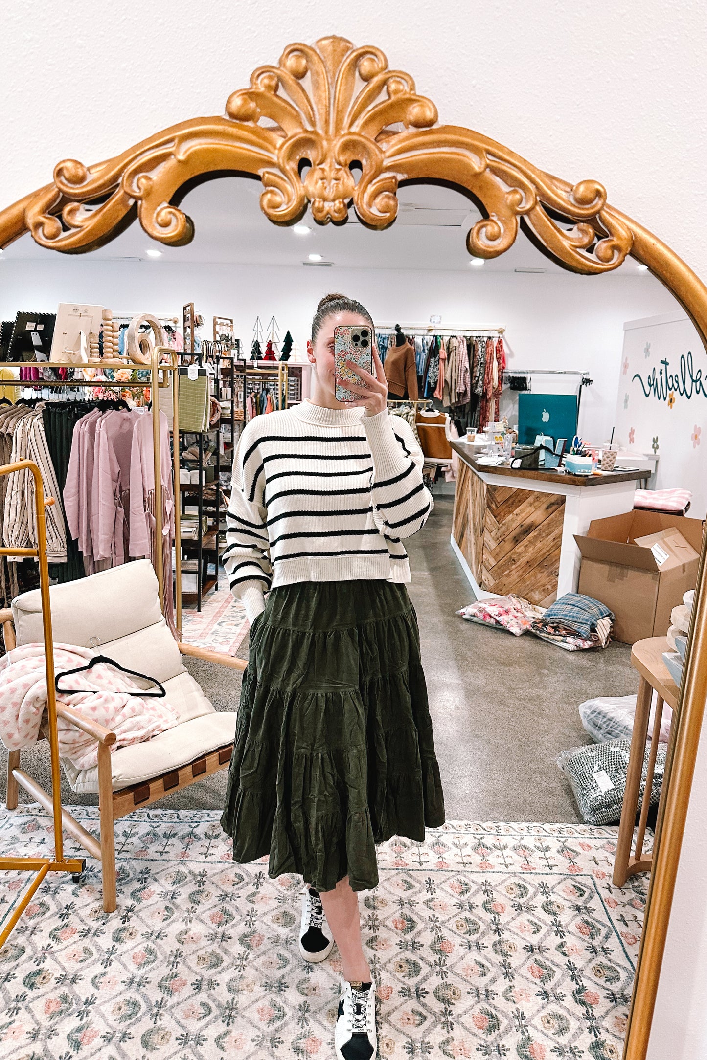 Olive Corduroy Skirt