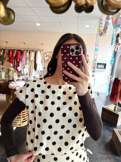 Chocolate Polka Dot Set Top