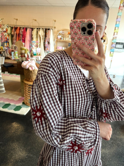 Gingham Sequin Set Top