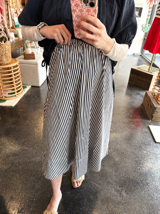 Navy Stripe Skirt