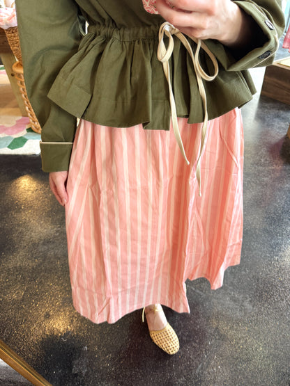 Pink Wide Stripe Skirt