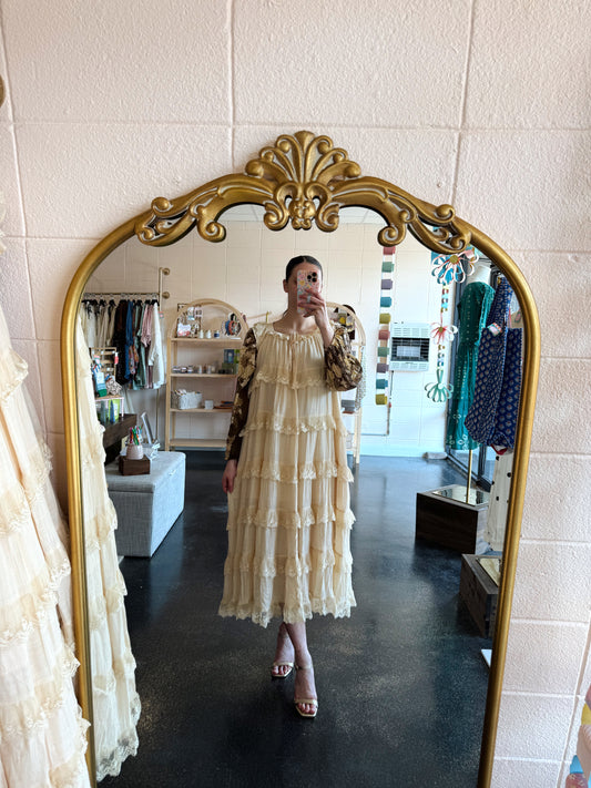 Ruffled Lace Tiered Dress