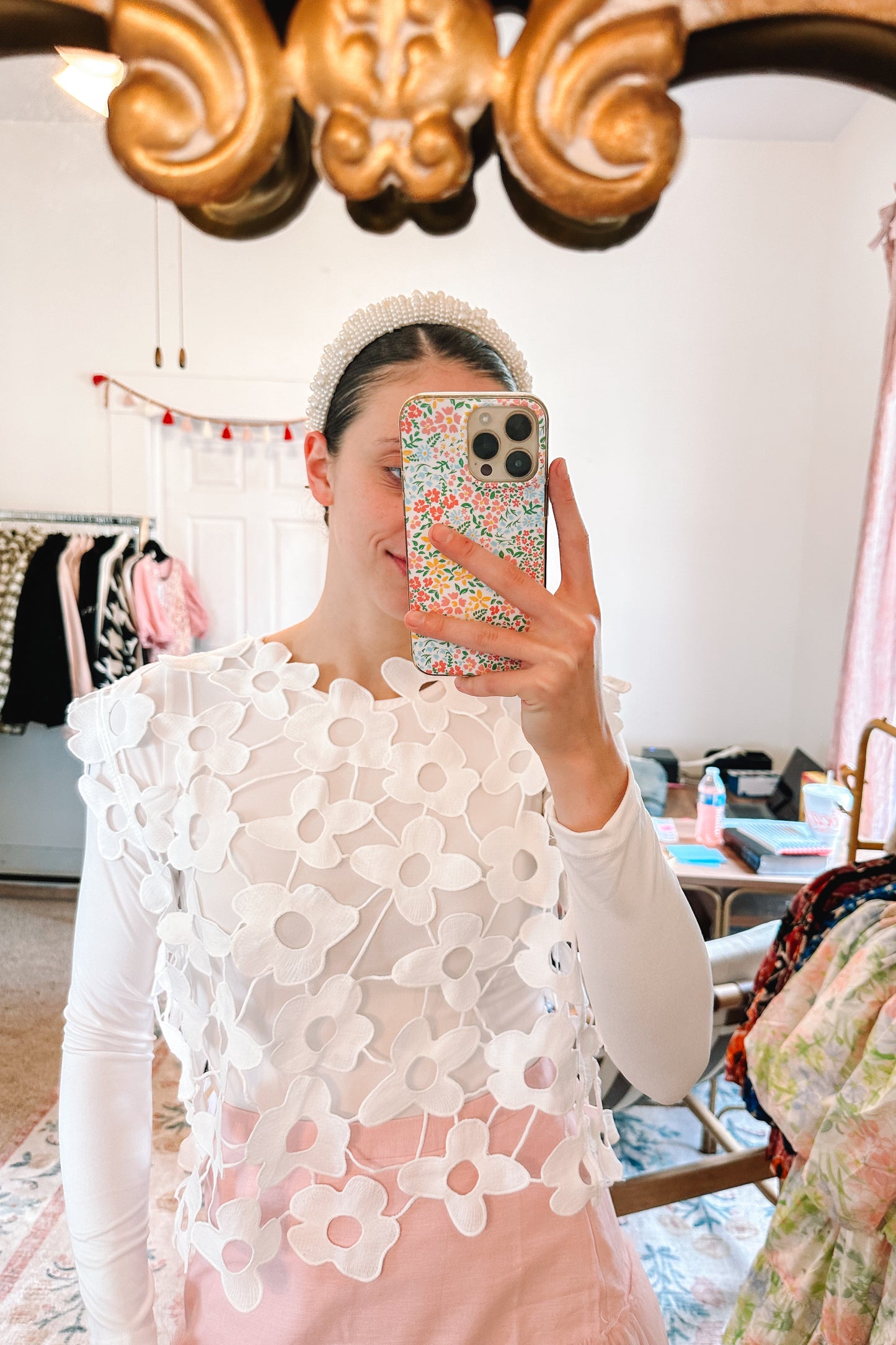 Daisy Lace Top in White