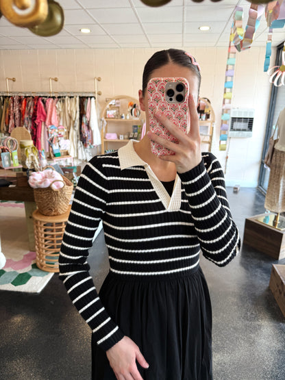 Polo Sweater Stripe Dress
