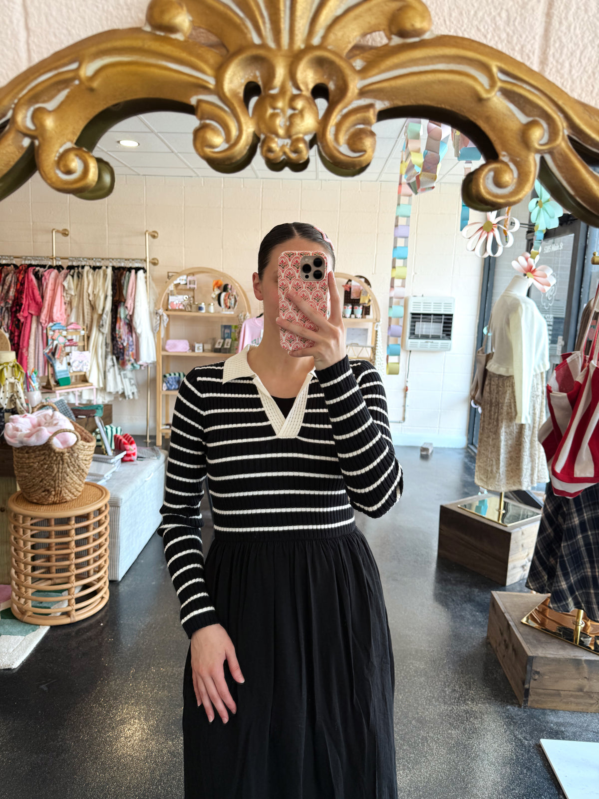 Polo Sweater Stripe Dress
