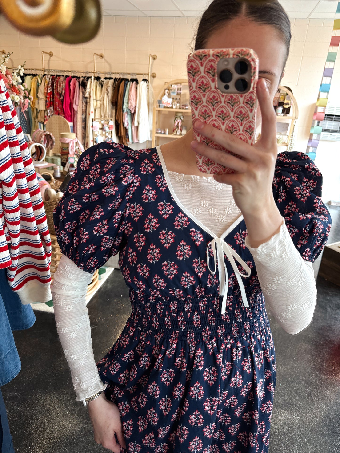 Navy Floral Dress