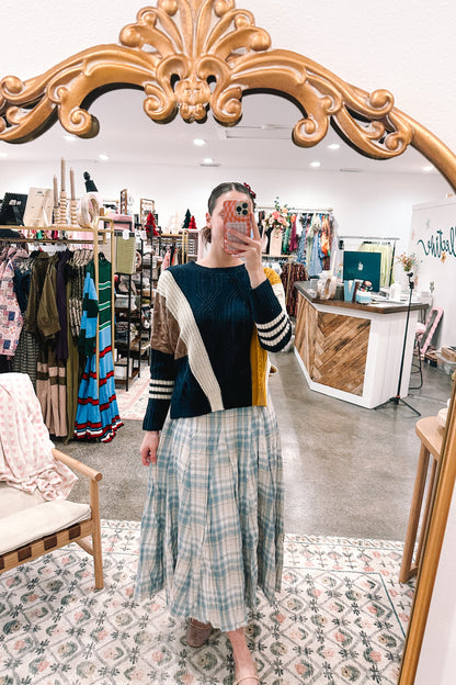 Light Blue Plaid Skirt