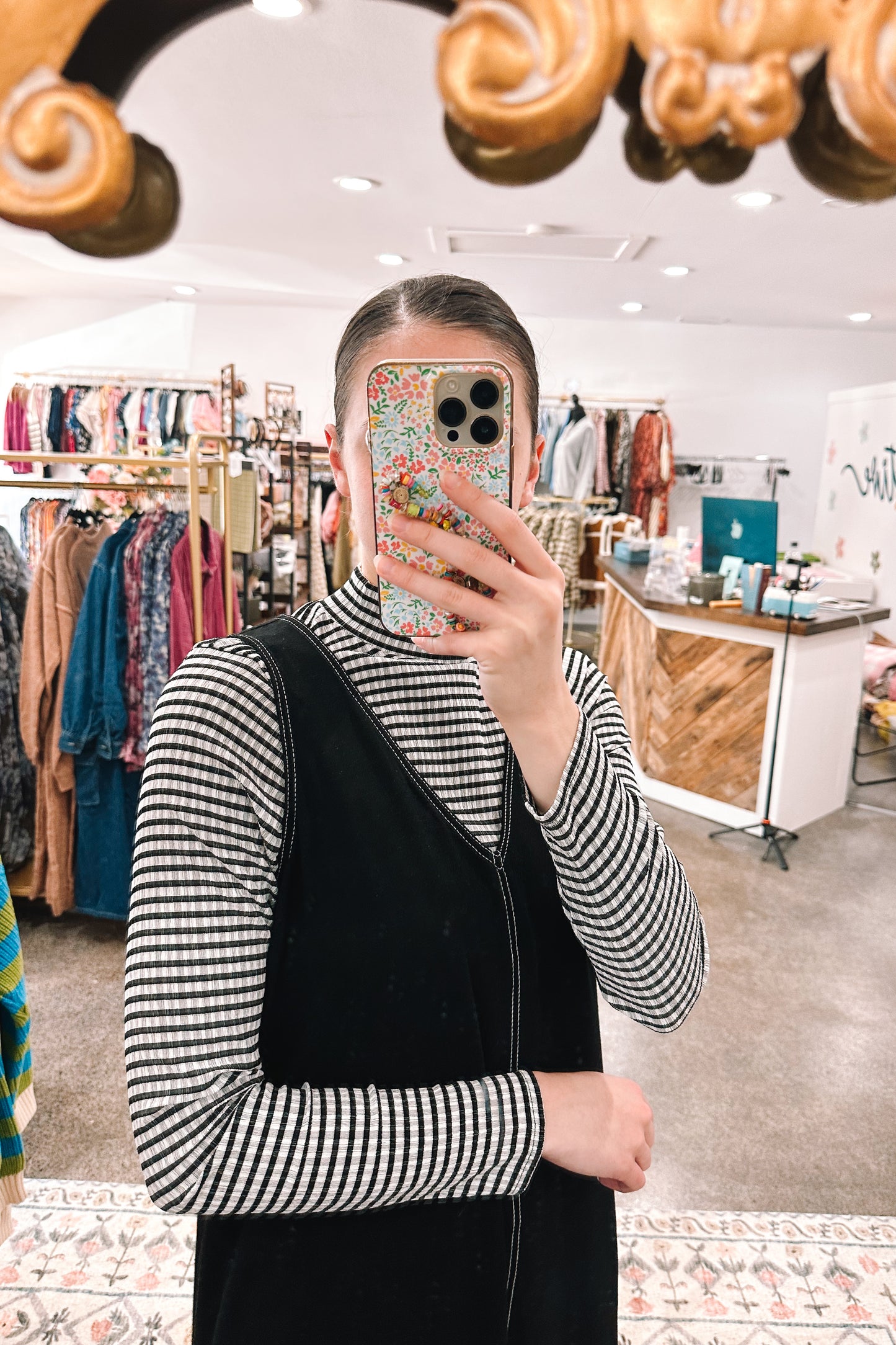 Black/White Mockneck Top