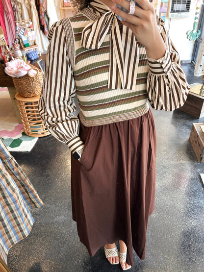 Stripe Mix Media Dress