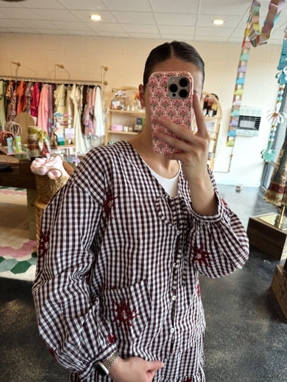 Gingham Sequin Set Top