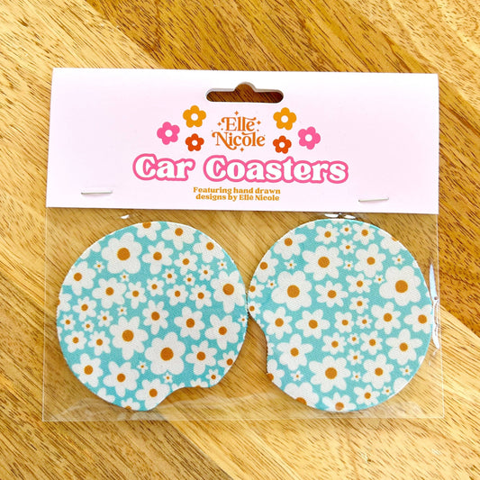 Blue Daisy Car Cupholder