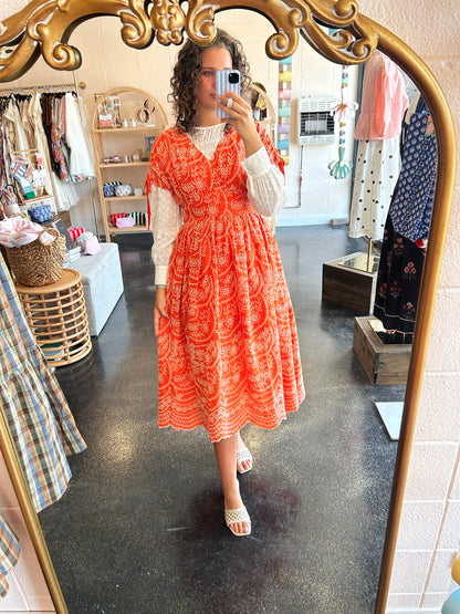 Eyelet Adjustable Tie Dress
