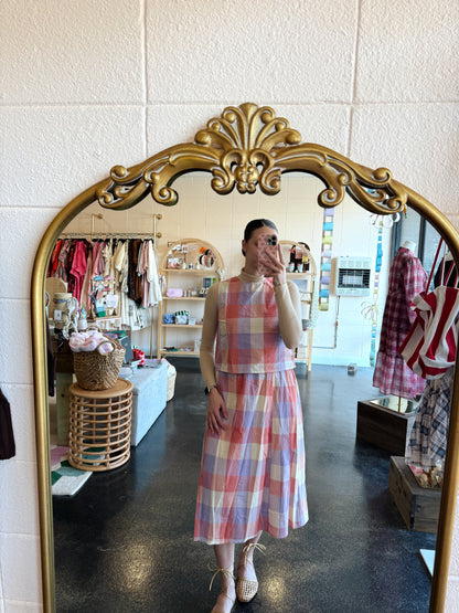 Peach Combo Plaid Set