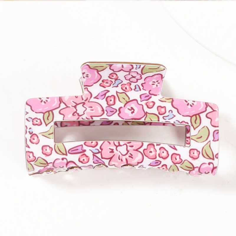 Jumbo Floral Rectangle Claw Clips