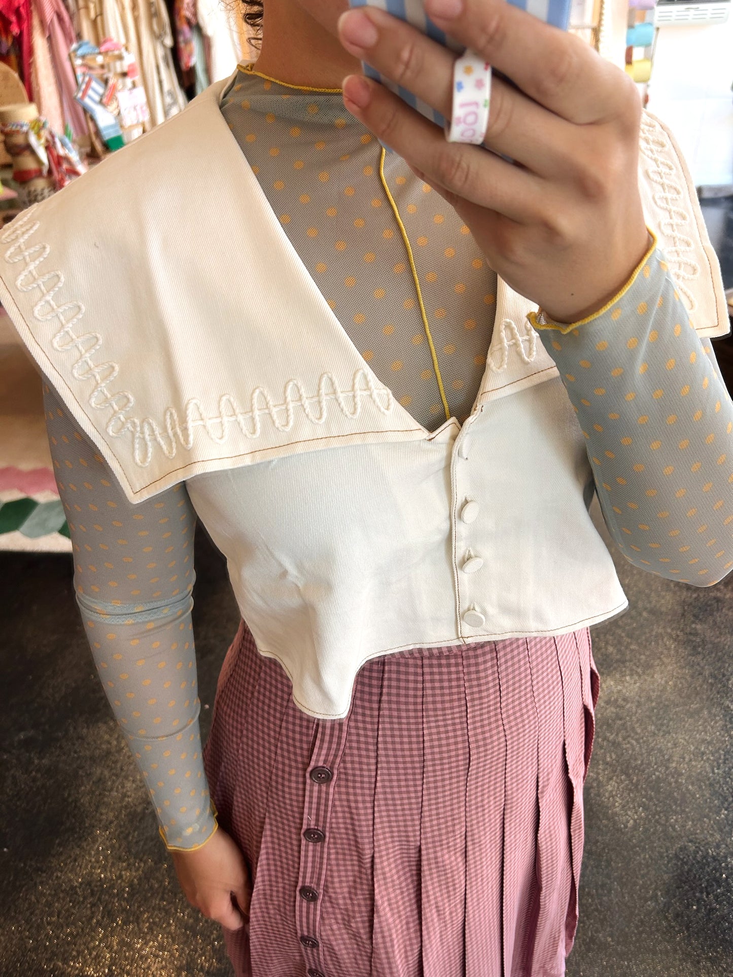 Denim Collared Vest Top