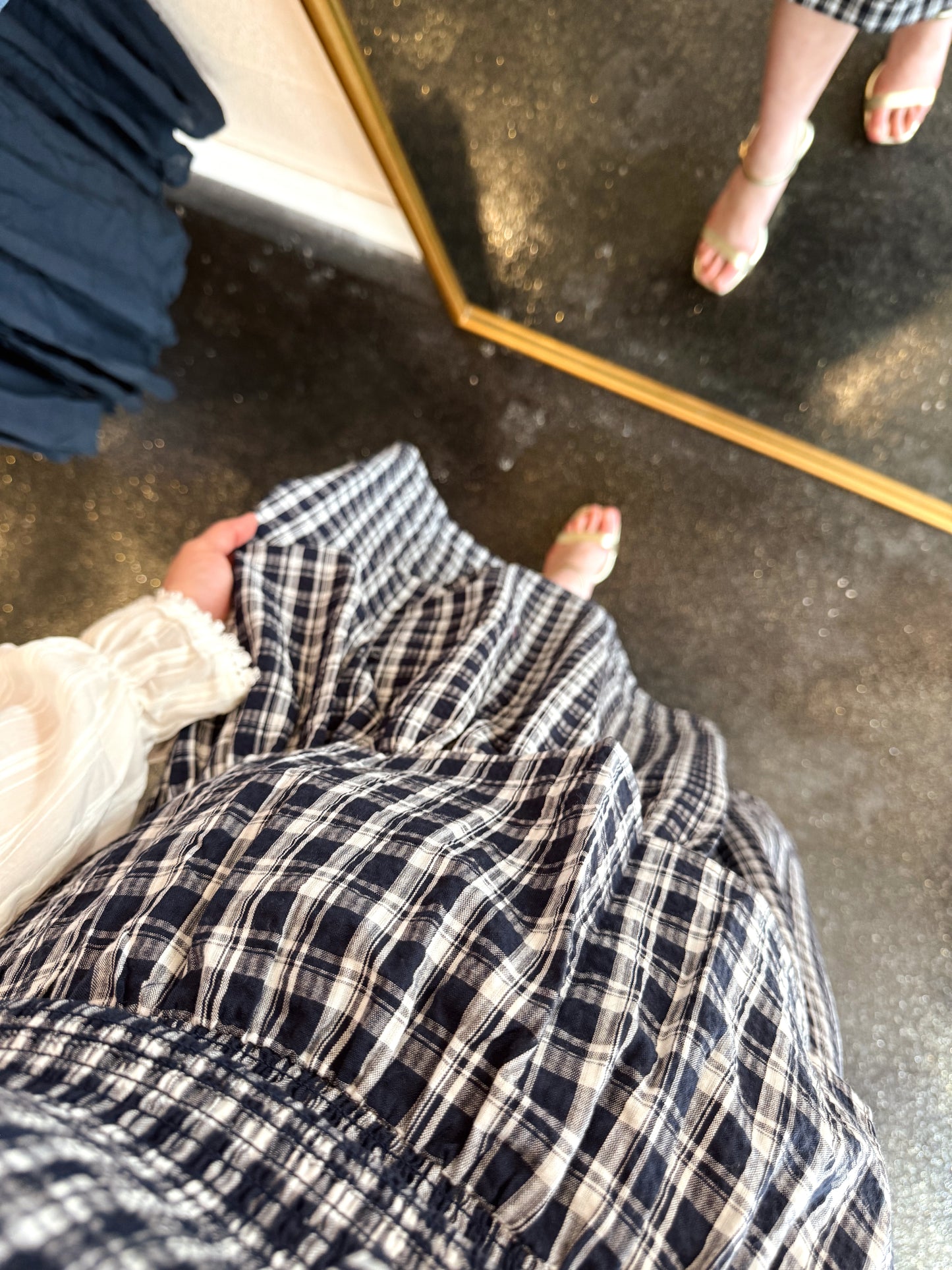 Plaid Set Pin Tuck Skirt