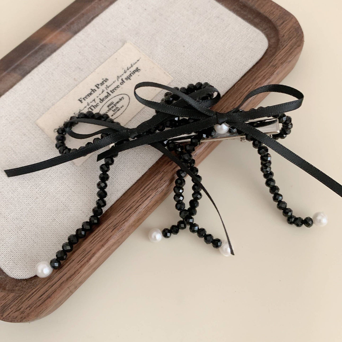 Beaded Double Bow Clip