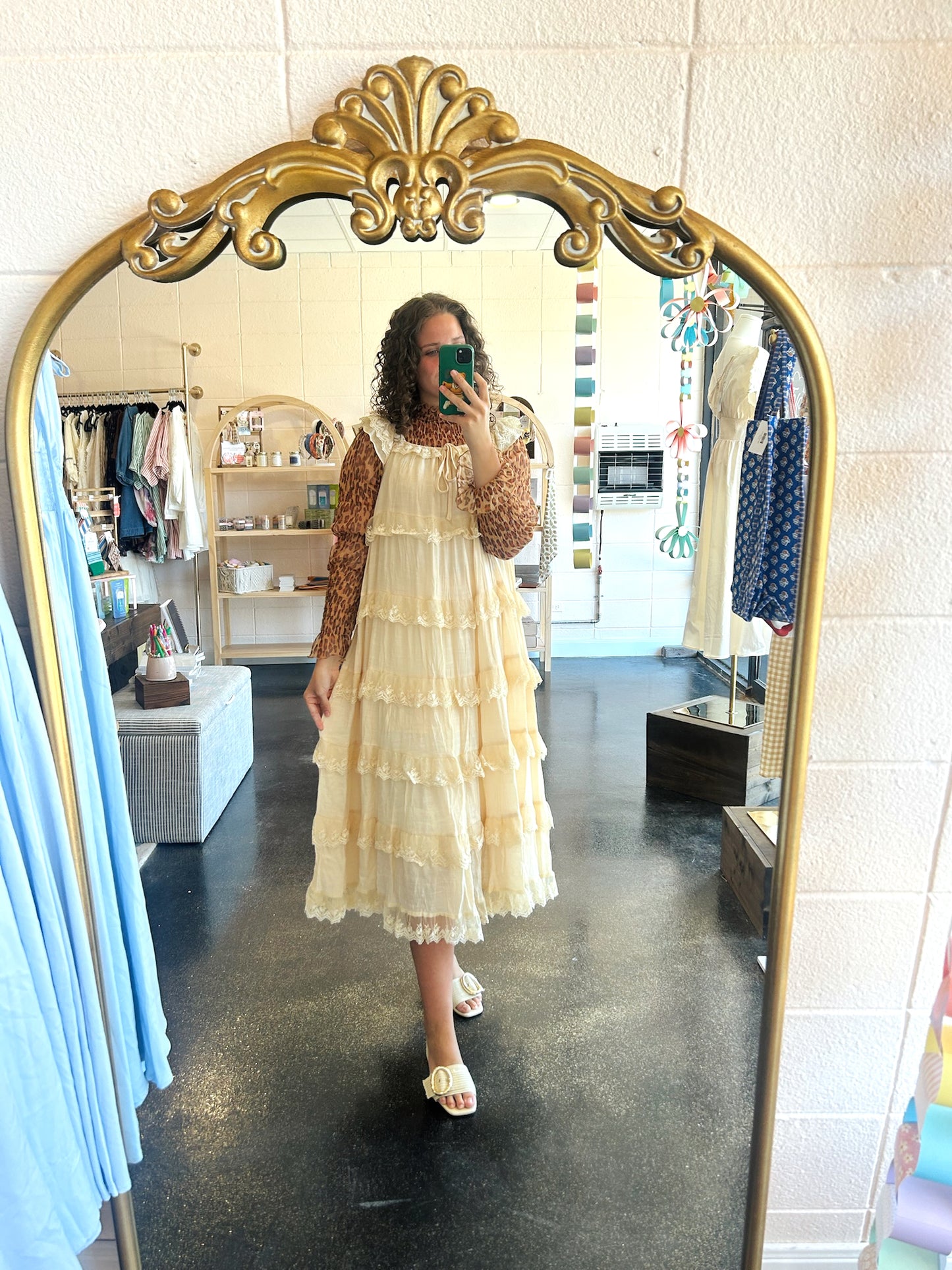 Ruffled Lace Tiered Dress
