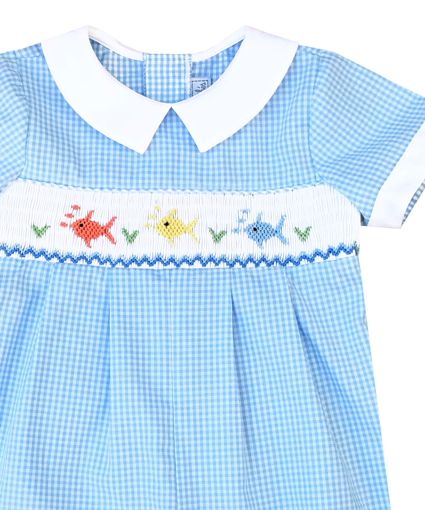 Blue Gingham Fish Romper