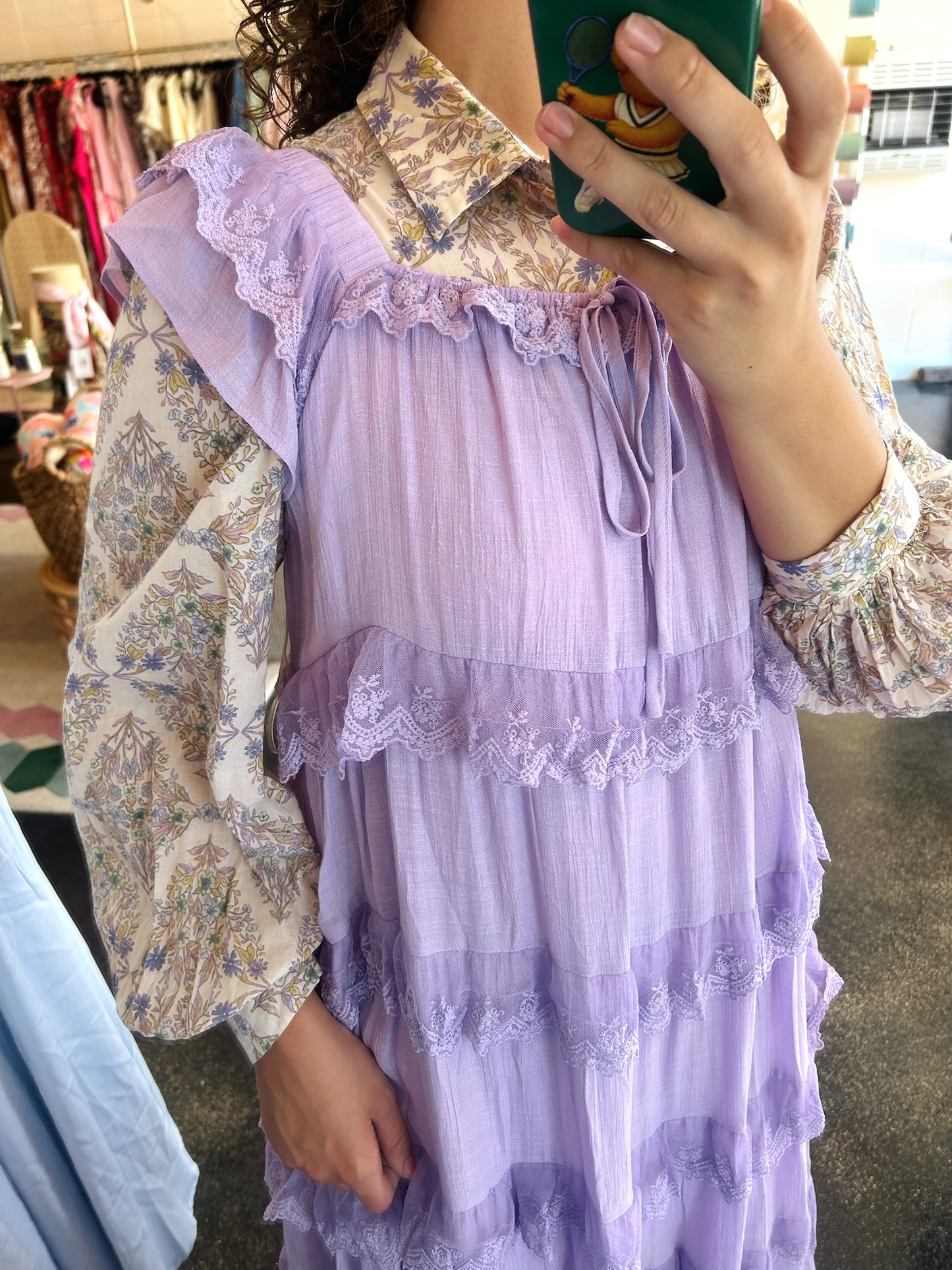 Ruffled Lace Tiered Dress