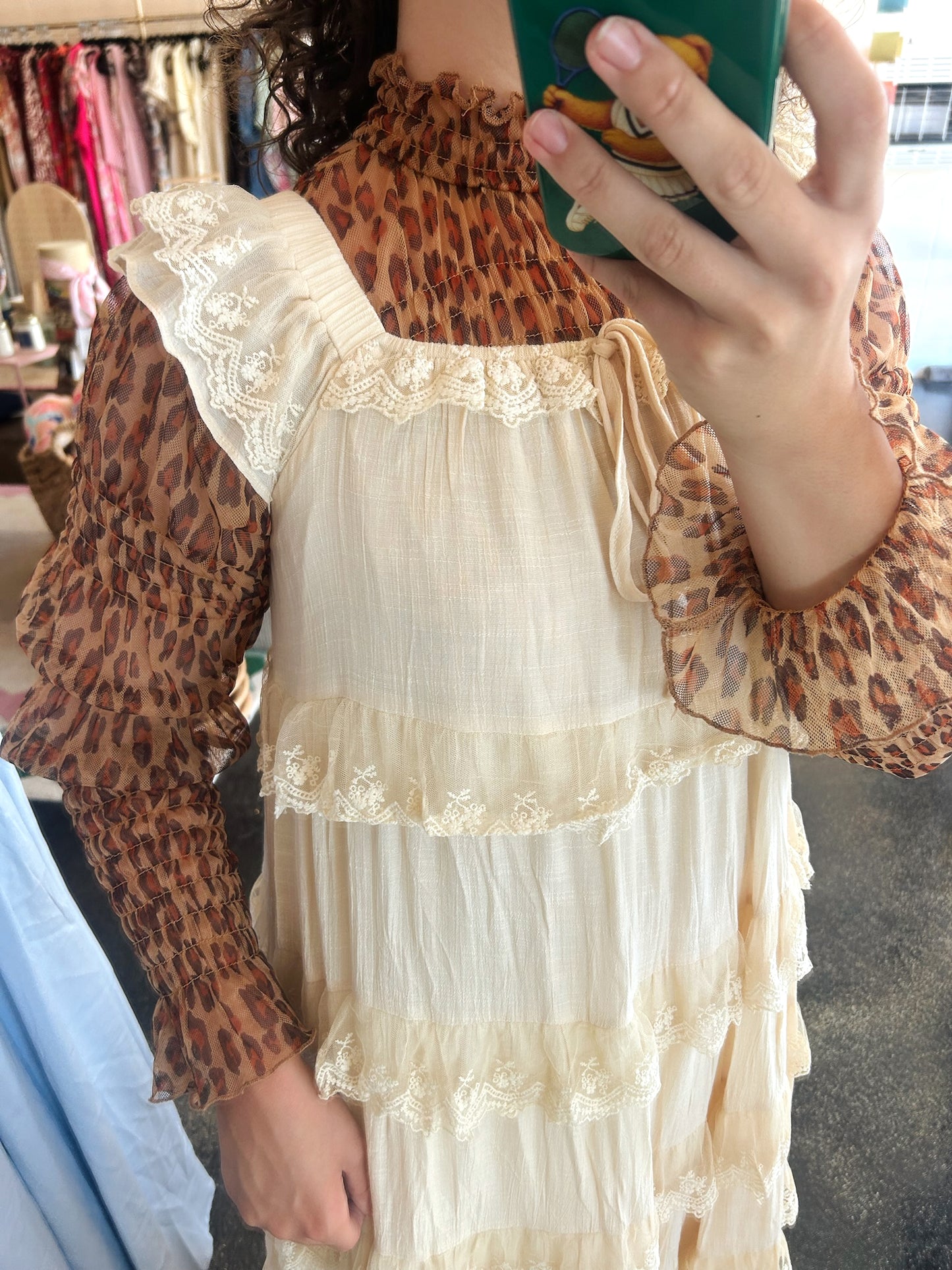 Ruffled Lace Tiered Dress