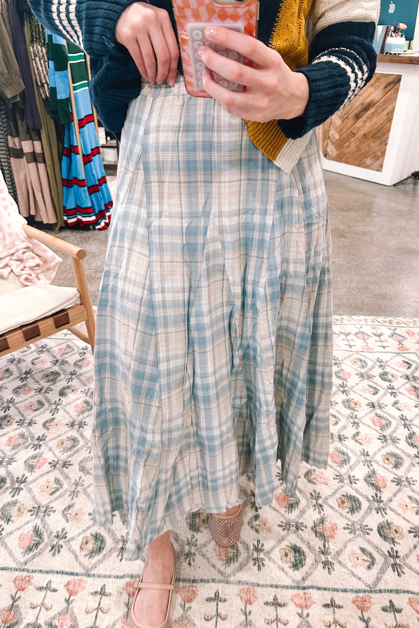 Light Blue Plaid Skirt