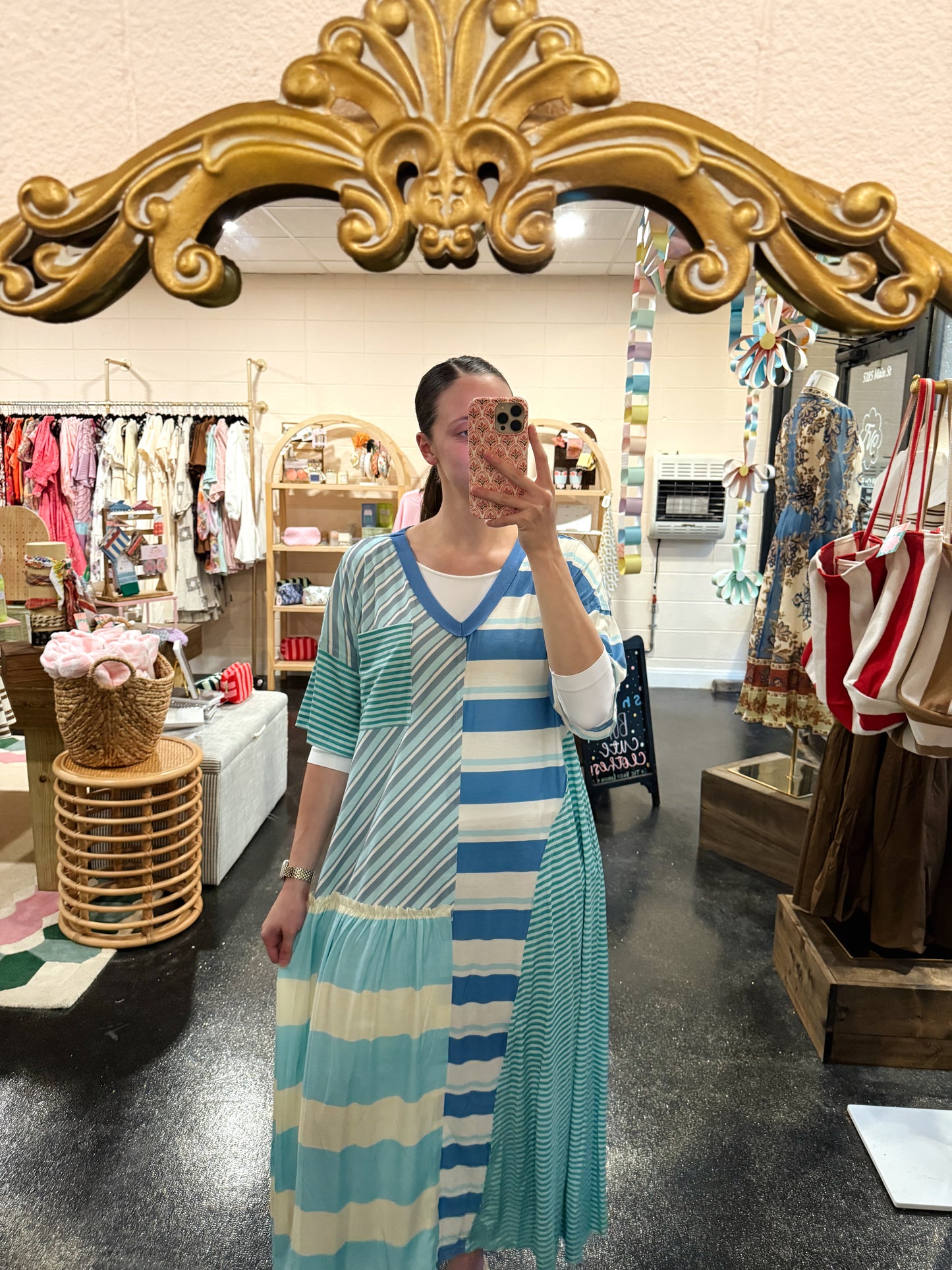 Blue Mix Stripe Dress